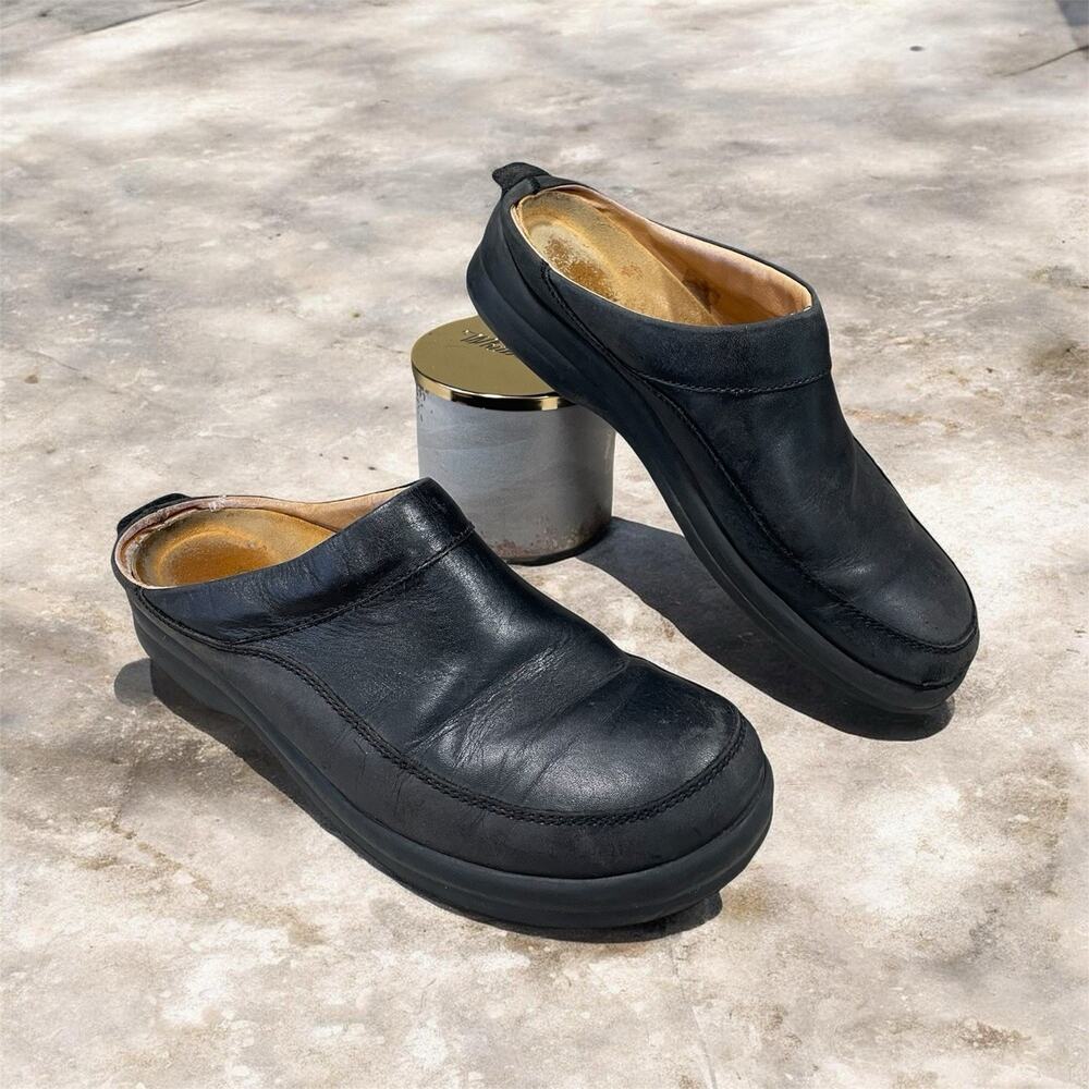 Birkenstock Footprints Ashby Black Leather Mules Clog Slip On Women’s 41/10 US